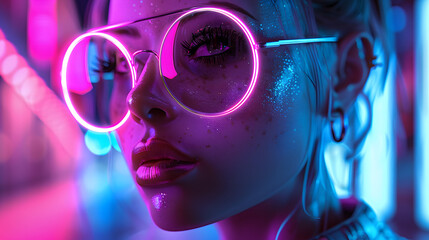 A mysterious profile against a cyber-inspired neon backdrop, showcasing digital vibrancy and a cyber aesthetic