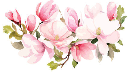 Flower alphabet magnolia watercolor - obrazy, fototapety, plakaty