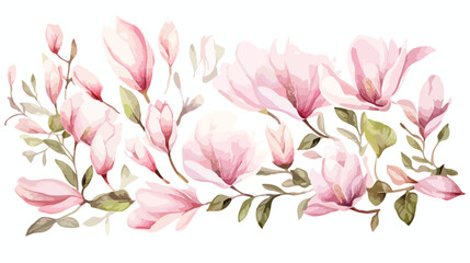 Obraz na płótnie Canvas Flower alphabet magnolia watercolor