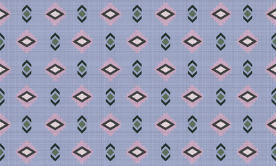 Blue and pink ethnic native mexican style rug, Navajo tribal vector seamless pattern, Native American ornament, Ethnic South Western decor style, Boho geometric ornament.