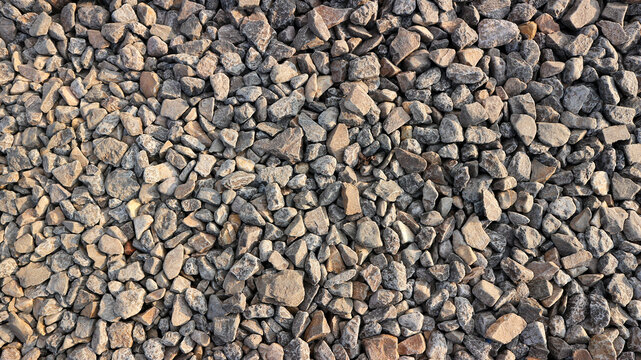 small road stone background, dark gravel texture, stone pebbles, seamless texture. Railroad gravel.