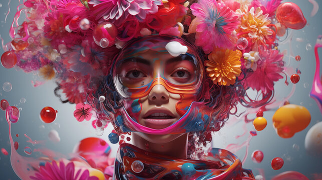 Creative colorful woman portrait