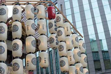 Lanterns of Festival Float of the Gion Festival in Kyoto, Japan