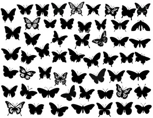 Naklejka premium Butterfly Silhouette Indiv black icon set 