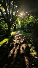 Sunlit Path Through the Trees