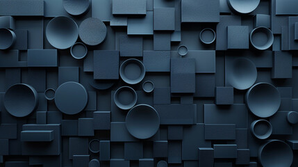 Abstract 3D geometric blocks on a dark background, creating a visually striking design.