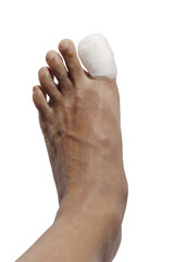 Doctor performs surgery on patient's ingrown toenail along with bandaging the wound to prevent...