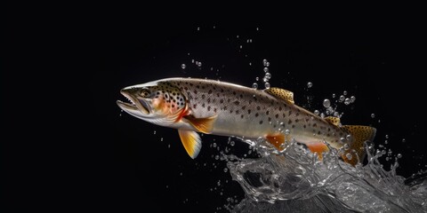 trout jumps out of the water Generative AI