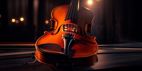 violin on a dark blurred background Generative AI
