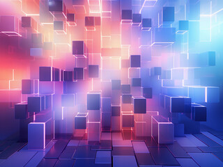 A radiant cubic bright background. AI Generation. - obrazy, fototapety, plakaty