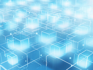 Fototapeta premium Vibrant Cubic Blue Background: Geometric Image. AI Generation.
