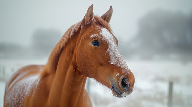 Equine Portraits in Natural Light Harness the soft, natural light to create captivating portraits of horses against a clean white backdrop Image generated by AI