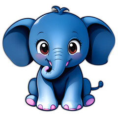 Sticker Smiling Cartoon Elephant Illustration, Elephant Transparency 