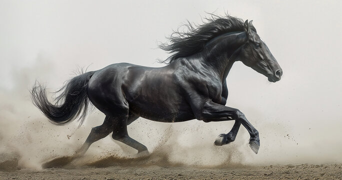 Graceful Gaits Illustrate the fluidity and rhythm of horse movement through series of images against a seamless white background. Image generated by AI