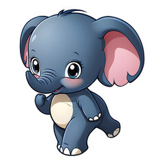 Obraz premium Sticker Smiling Cartoon Elephant Illustration, Elephant Transparency 