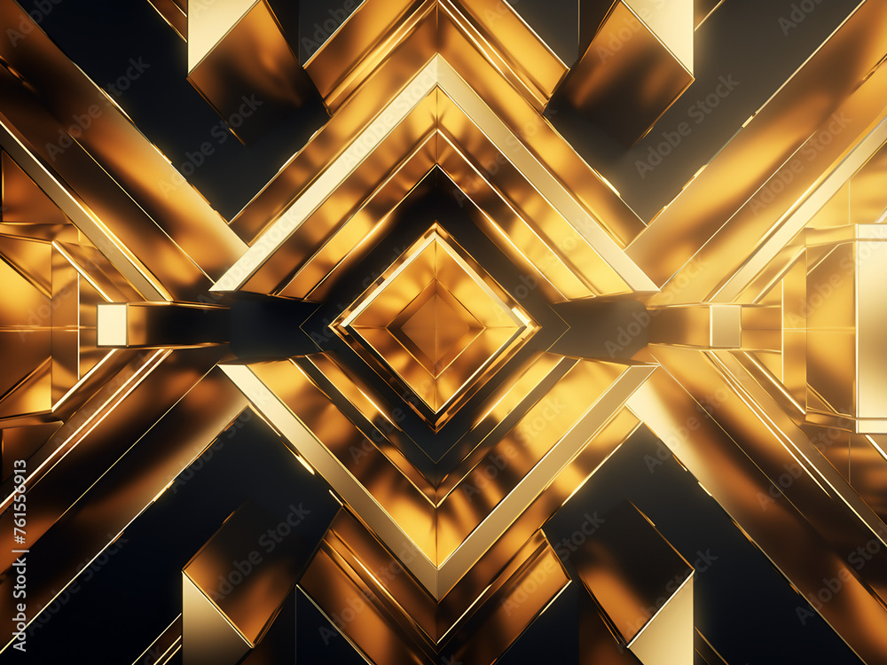 Canvas Prints golden patterns in a geometric illustration. ai generation.