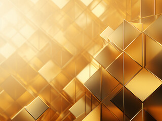 Gleaming image of a gold geometric background. AI Generation.
