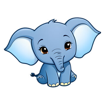 Sticker Smiling Cartoon Elephant Illustration, Elephant Transparency 