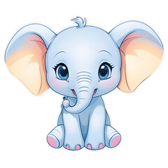 Fototapeta premium Sticker Smiling Cartoon Elephant Illustration, Elephant Transparency 