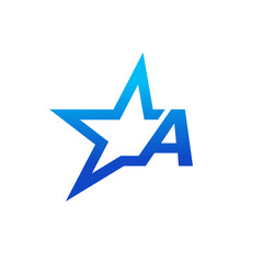 Stylist Initial A Blue Star Logo