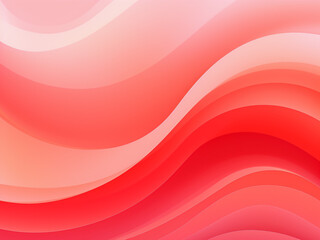Waves in a geometric design on red. AI Generation.