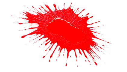 red paint brush strokes in acrylic color isolated against transparent

