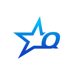 Stylist Initial Q Blue Star Logo