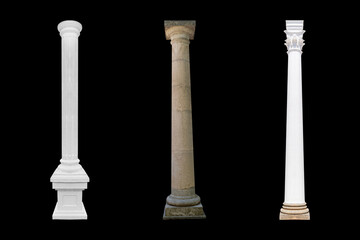 Details, elements of buildings classical architecture. Isolated on a black. Templates for art, design. - 761558961