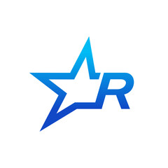 Stylist Initial R Blue Star Logo