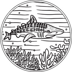 Whale Shark coloring pages for coloring book. Whale Shark outline