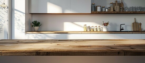 A rectangular wooden table sits in a kitchen with a sink and a window, creating a cozy and charming atmosphere in the house