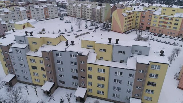 Housing Estate Snow Przytorze Belchatow Aerial View Poland