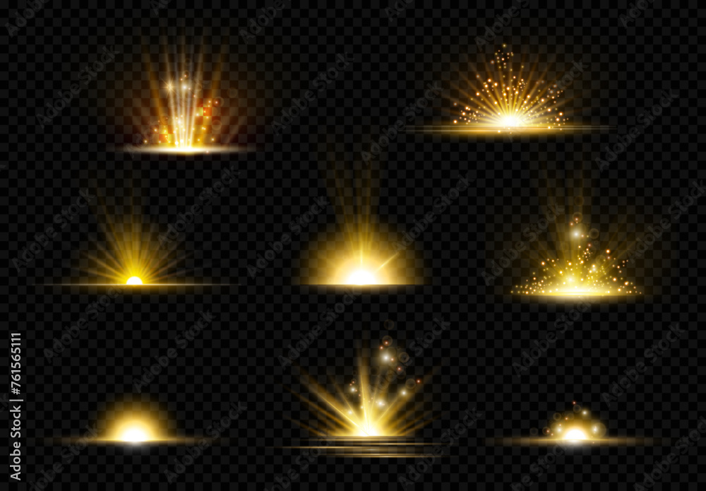 Aufkleber horizontal bursts and glittering effect, realistic beam of light and illumination. vector isolated m