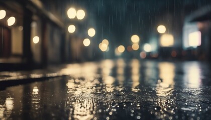 rainy day in the city, rainy day scene, empty street, rain drops on the ground