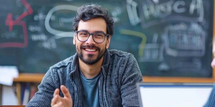A photo of professor teaching remote on classroom