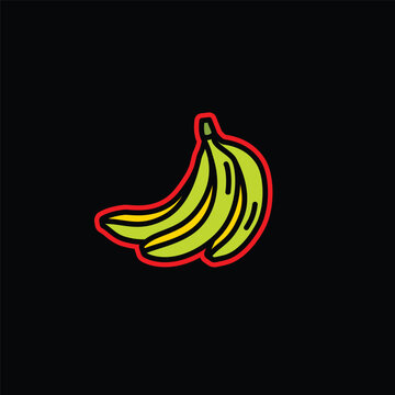 Original vector illustration. Contour icon of ripe bananas.