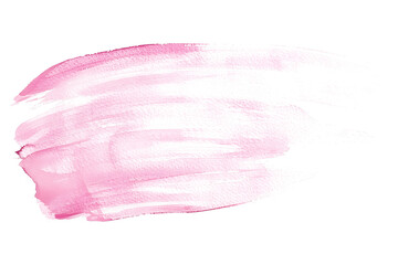 Pink watercolor brush stroke on white background.
