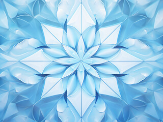 Geometric Kaleidoscopic Background in Blue. AI Generation.