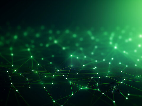 Green background with intricate lines. AI Generation.