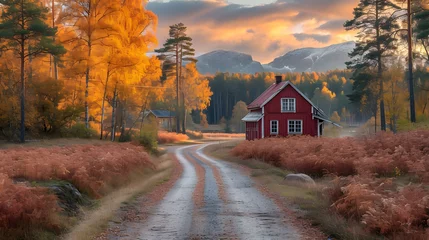 Selbstklebende Fototapeten Autumnal rural landscape © skylarlin