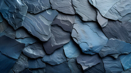 Close-up texture of dark slate stone pieces with natural patterns - obrazy, fototapety, plakaty