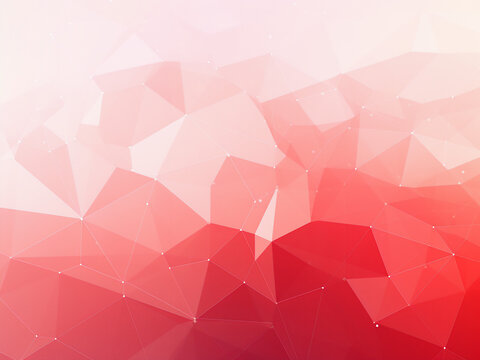 Clean Polygon Red Background. AI Generation.