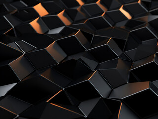 A captivating image of polyhedrons on black. AI Generation.