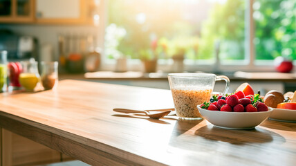 Healthy breakfast cereal on the table