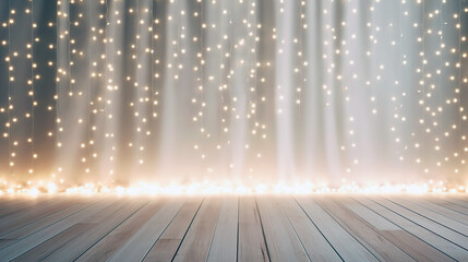 room with wooden floor wall background with shiny lights