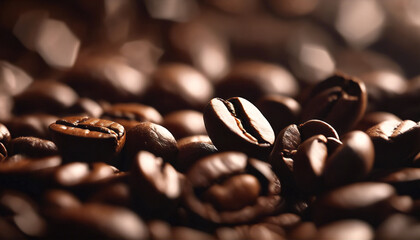 Naklejka premium Eleganza del Caffè- Close-Up Dettagliato di Chicchi di Caffè