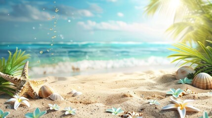 Fototapeta na wymiar An image of summer holiday background with sea and coconut tree
