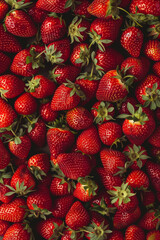 Top view of fresh strawberries. bright color. Generative AI.