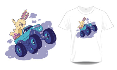 Easter Bunny Monster Truck Mockup t-shirt
