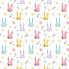 Colorful Bunnies Easter Vector Spring Pattern